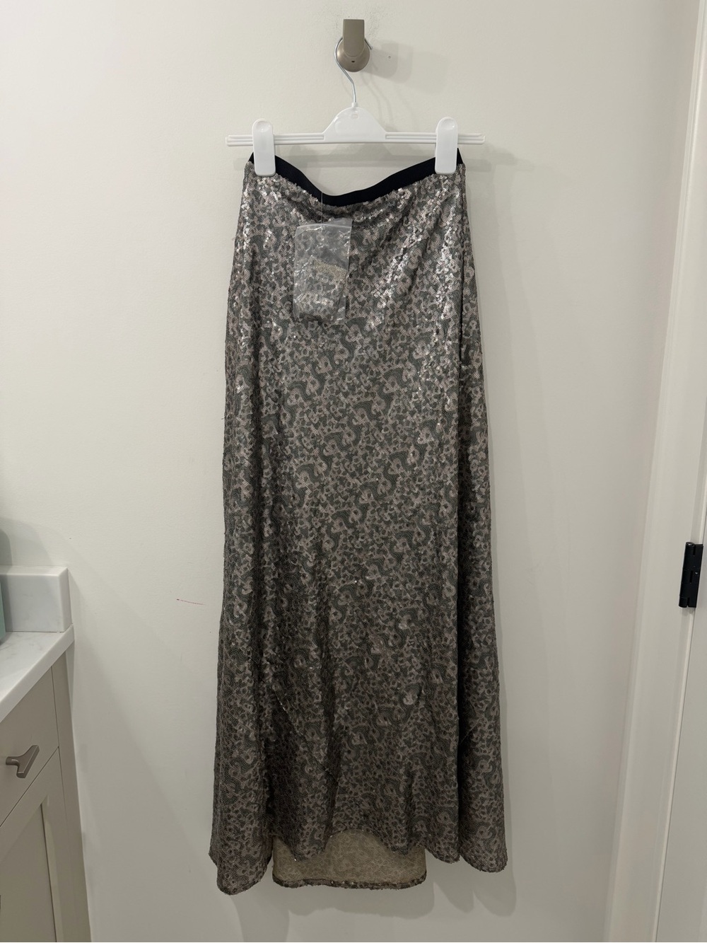 NWT Corey Lynn Calter Mixed Metal Sequin Midi Skirt